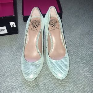 Vince Camuto Mint and Silver Heels
